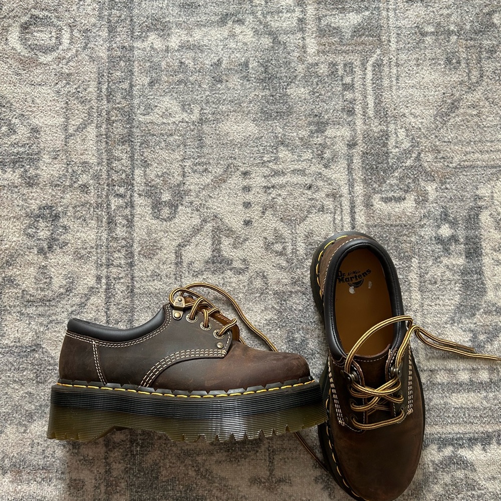 Dr. Martens Brown Leather Quad Platform Derby